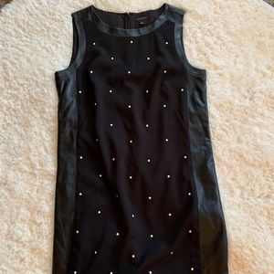 Ann Taylor Black Shift Dress with Faux Leather